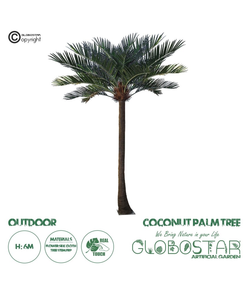GloboStar® Artificial Garden COCONUT PALM TREE 20595 Τεχνητό Διακοσμητικό Φοινικόδεντρο Κοκοφοίνικας Υ600cm